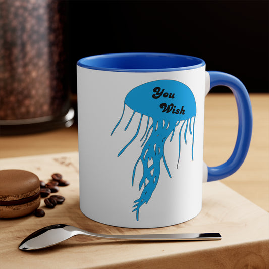 You Wish Jellyfish Blue accented coffee mug