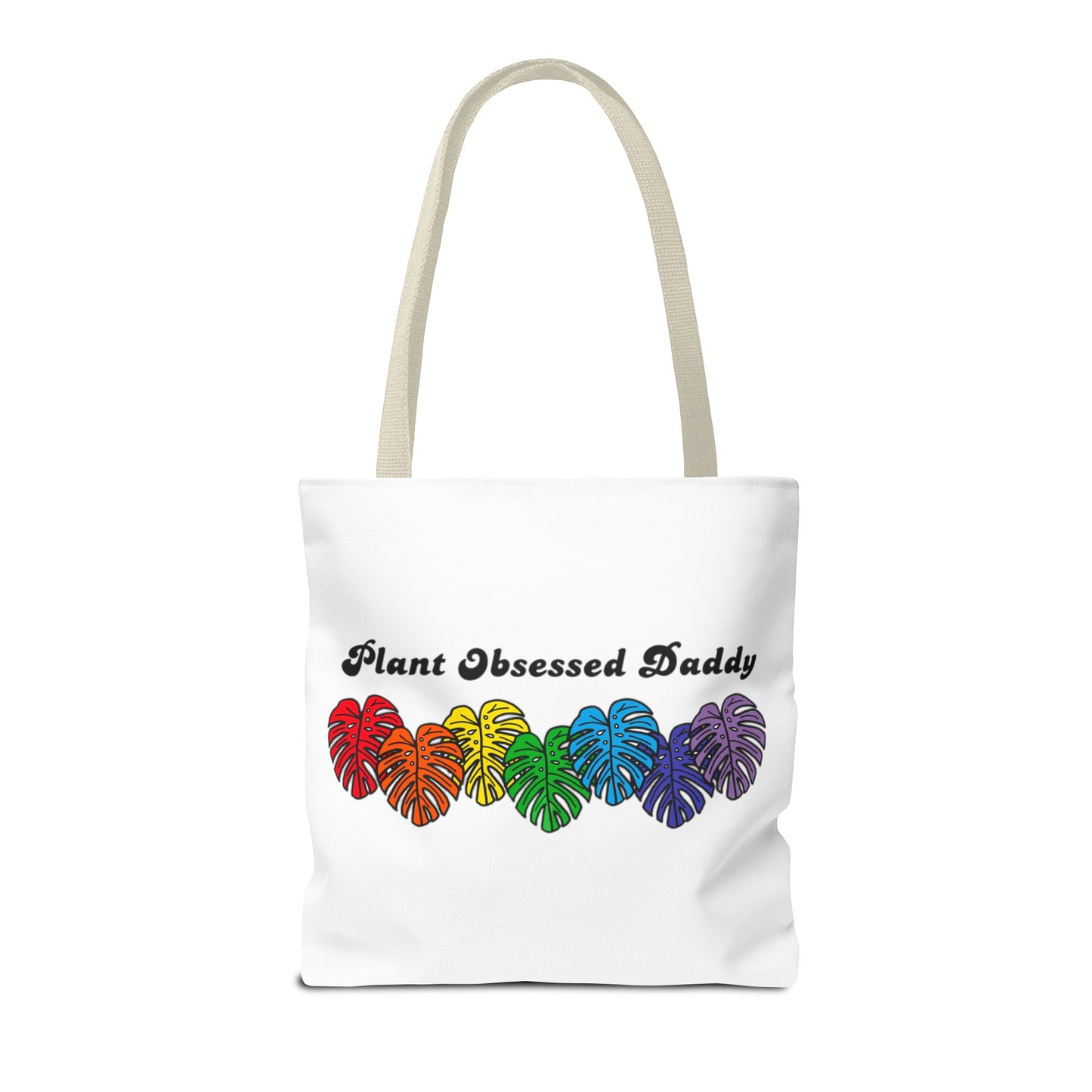 Plant Obsessed Daddy Rainbow Monstera Design Tote Bag 16"