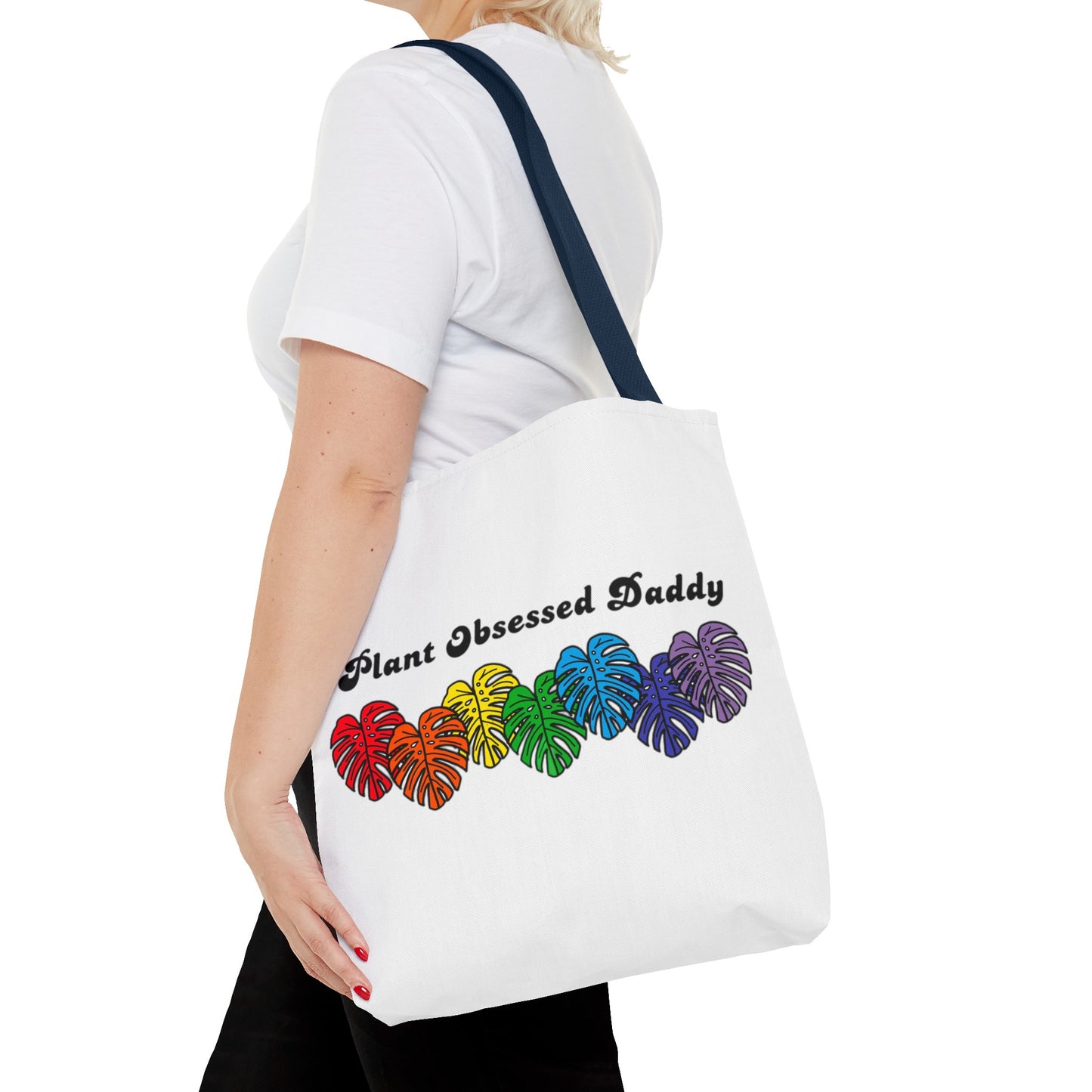 Plant Obsessed Daddy Rainbow Monstera Design Tote Bag 16"