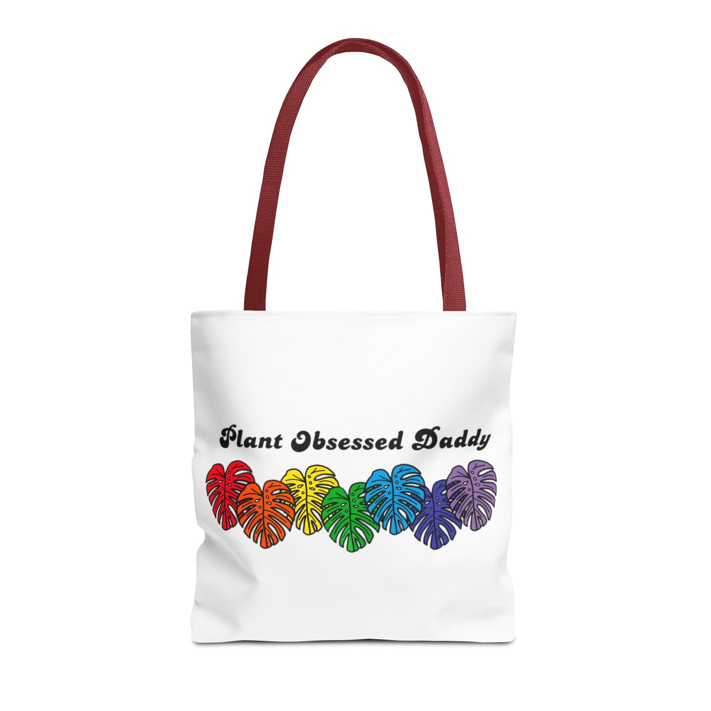 Plant Obsessed Daddy Rainbow Monstera Design Tote Bag 16"