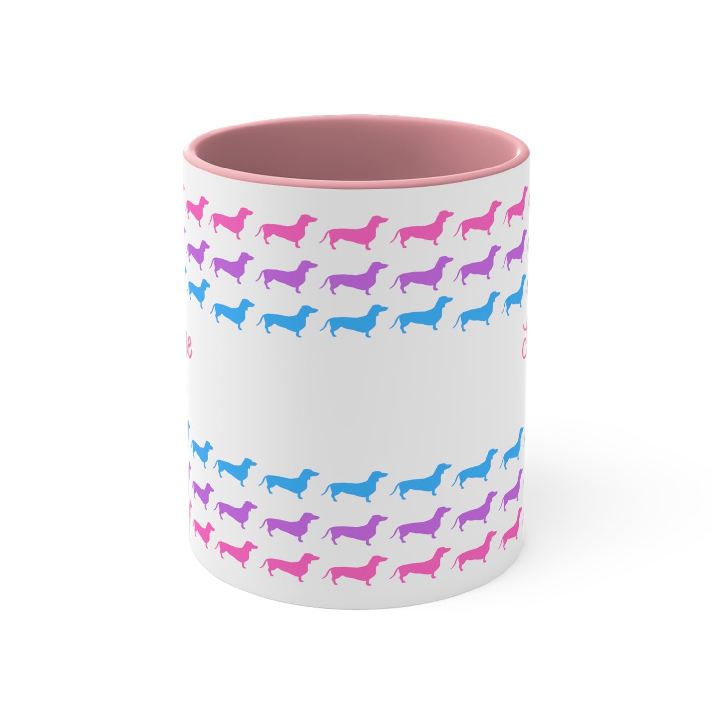 Sausage Fest pink accent dachshund mug