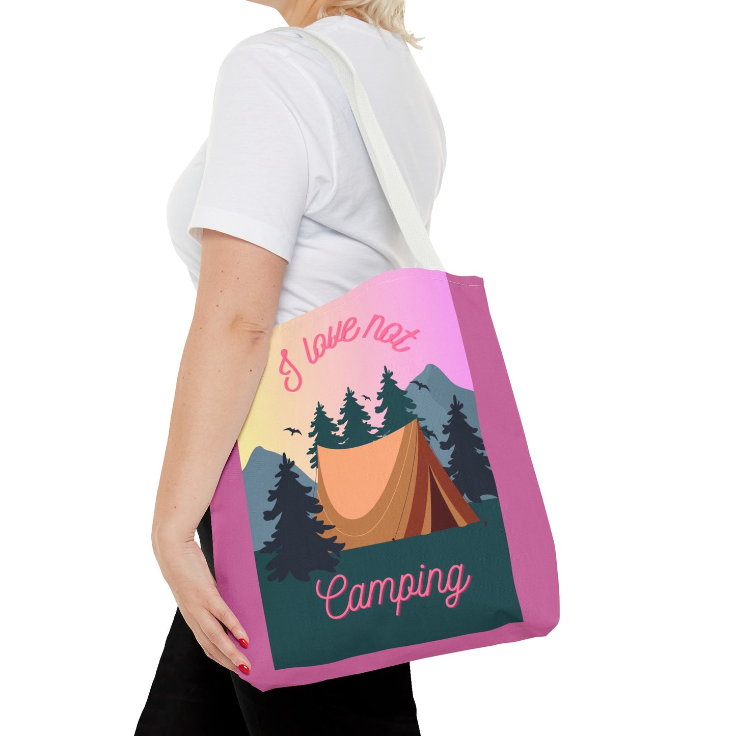 I love not camping tote bag 16"