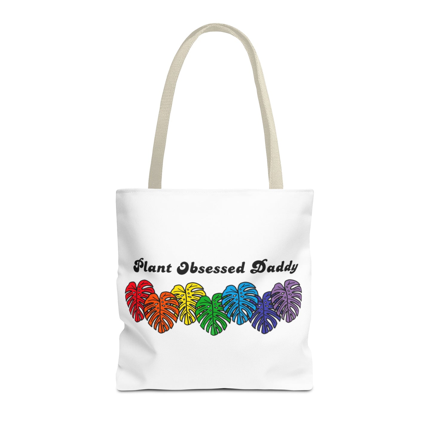 Plant Obsessed Daddy Rainbow Monstera Design Tote Bag 16"