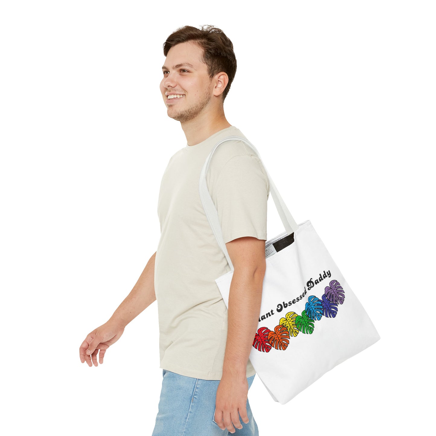 Plant Obsessed Daddy Rainbow Monstera Design Tote Bag 16"