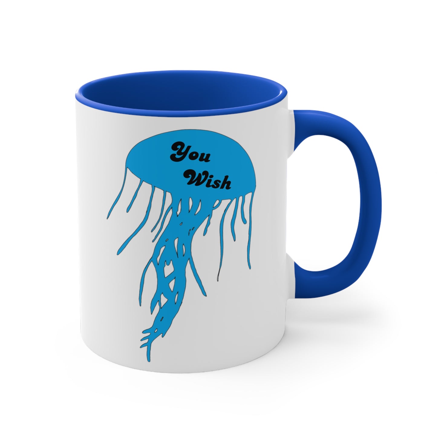 You Wish Jellyfish Blue accented coffee mug