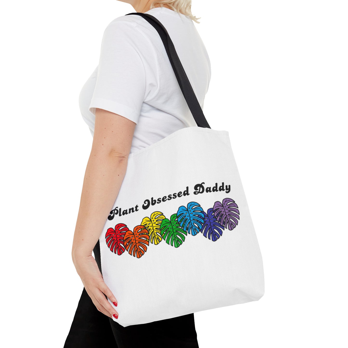 Plant Obsessed Daddy Rainbow Monstera Design Tote Bag 16"